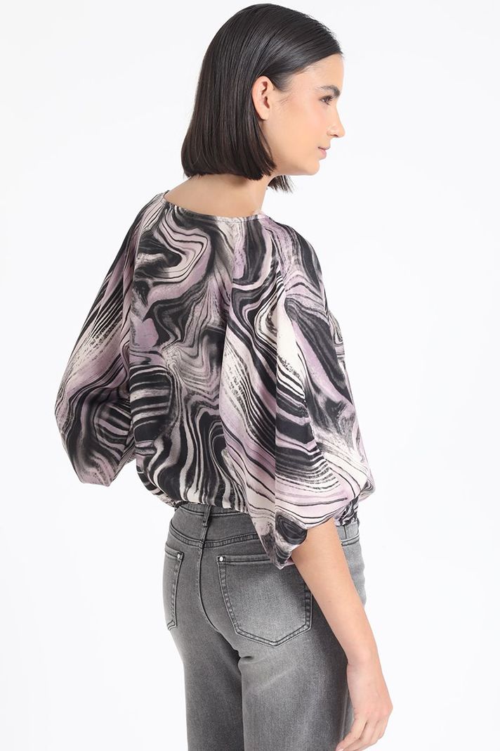 Blusa Satin Estampado Marmol, Rosa Liola-3