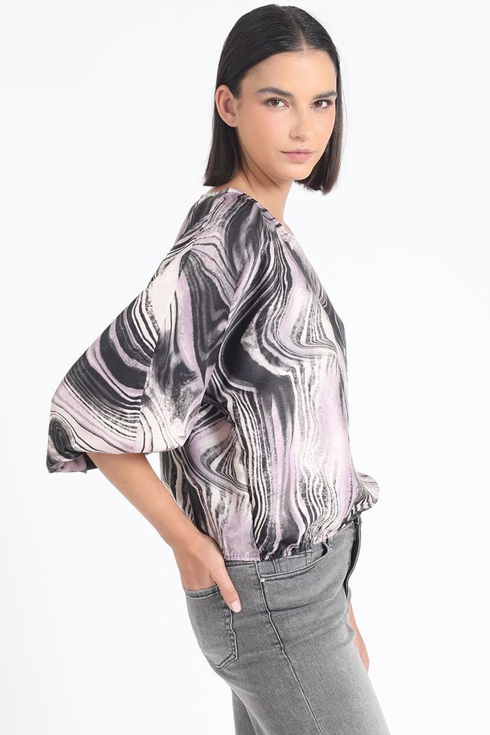 Blusa Satin Estampado Marmol, Rosa Liola-4