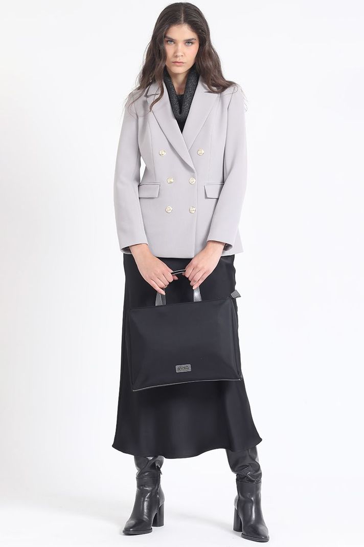 Bolso Laptop, Tela Efecto Cuero Contratono, Negro Liola-4