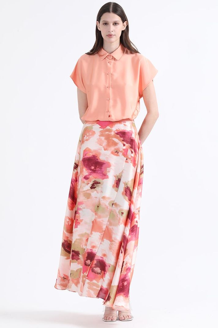 Falda Maxi Satin Estampado, Naranjo Liola-4