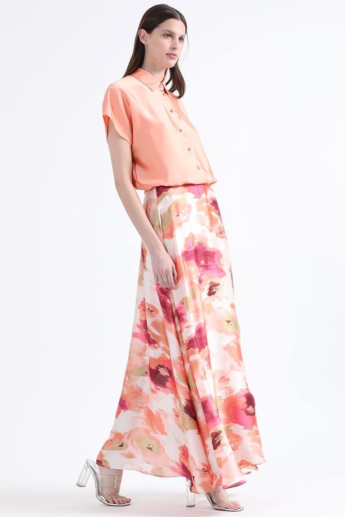 Falda Maxi Satin Estampado, Naranjo Liola-5