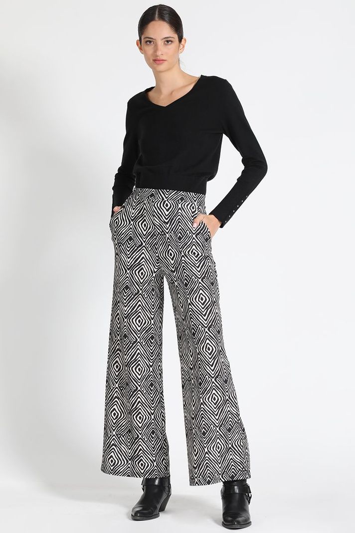 Pantalón Ancho Estampado Negro Liola-0