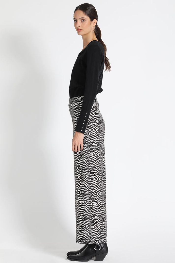 Pantalón Ancho Estampado Negro Liola-2