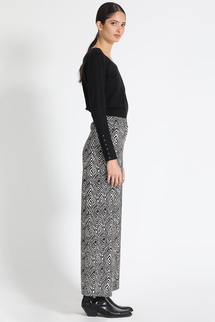 Pantalón Ancho Estampado Negro Liola-3