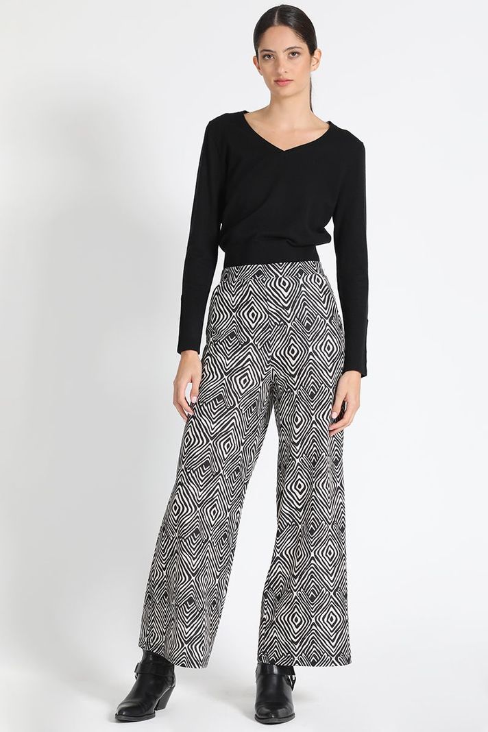 Pantalón Ancho Estampado Negro Liola-4