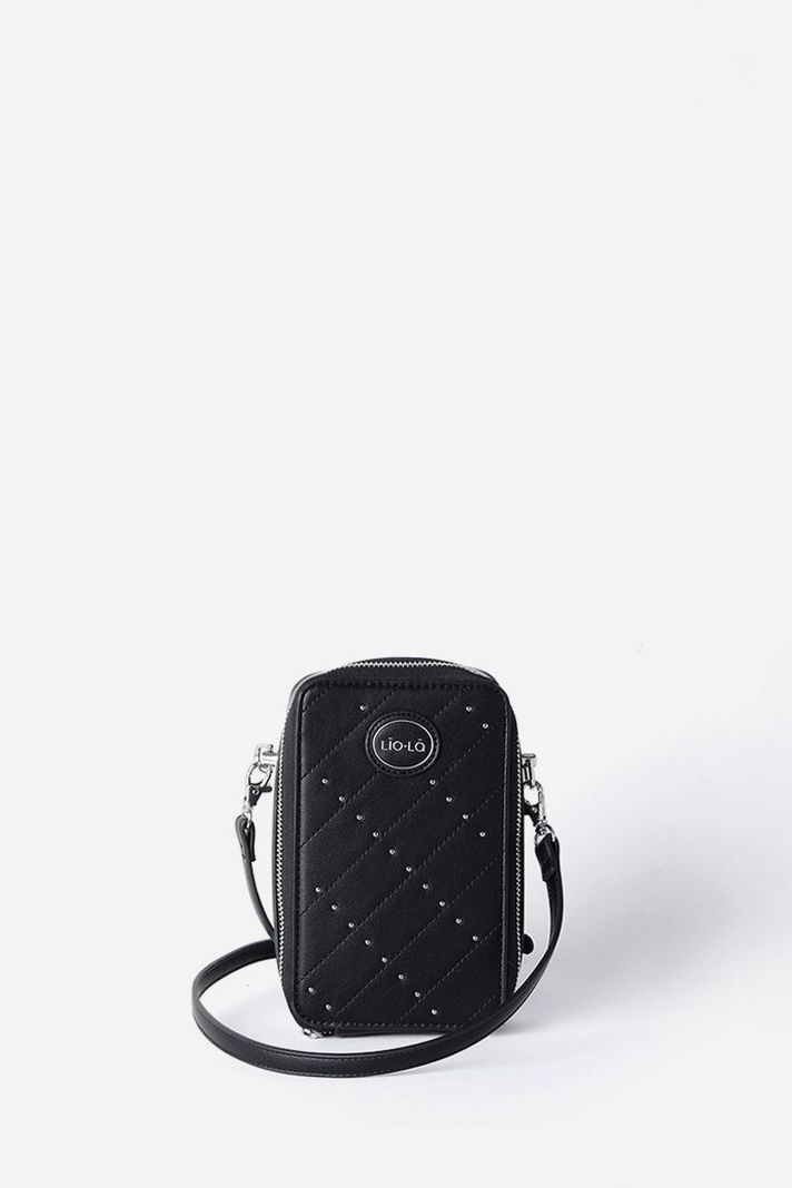 Bolso Para Celular Con Tachas, Efecto Cuero, Negro Liola-0