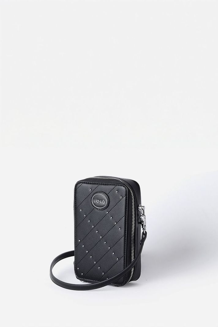 Bolso Para Celular Con Tachas, Efecto Cuero, Negro Liola-1