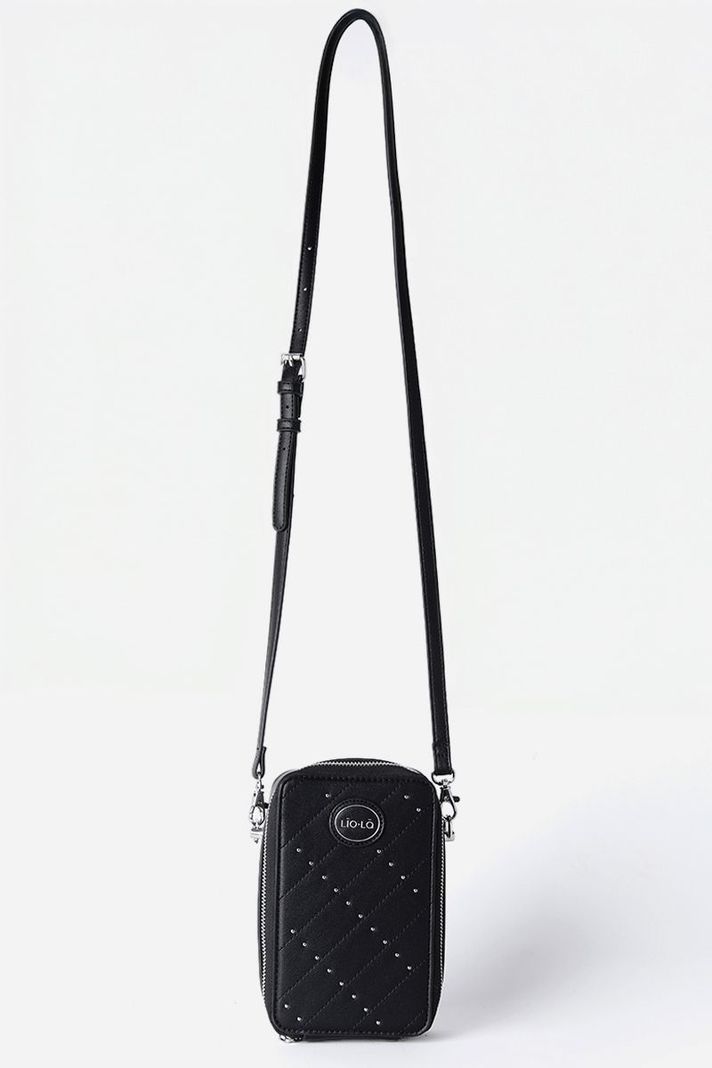 Bolso Para Celular Con Tachas, Efecto Cuero, Negro Liola-3
