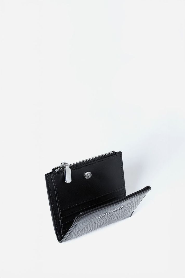 Billetera Croco Charol, Efecto Cuero, Negro Liola-3