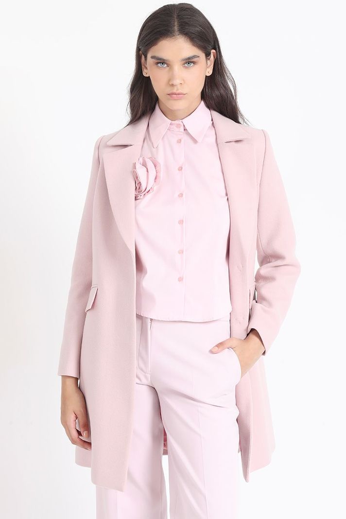Abrigo Basico Forro Estampado, Muflon Rosa Liola-5