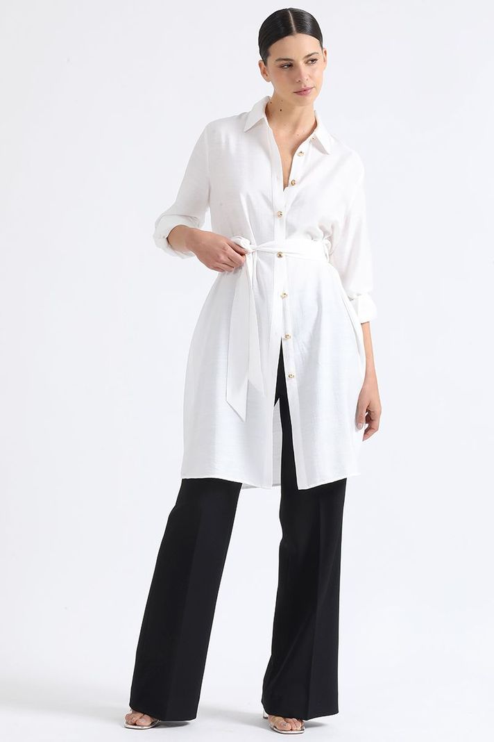 Camisa Larga Con Aplicación, Crudo Liola-2