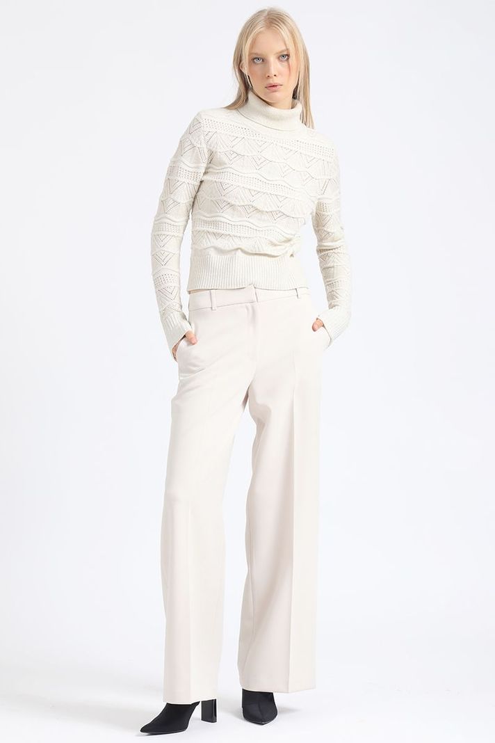 Sweater Tejido Punto Con Hilo Metalizado, Crudo Liola-1