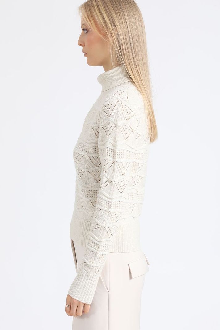 Sweater Tejido Punto Con Hilo Metalizado, Crudo Liola-2