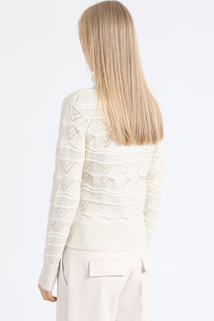 Sweater Tejido Punto Con Hilo Metalizado, Crudo Liola-3
