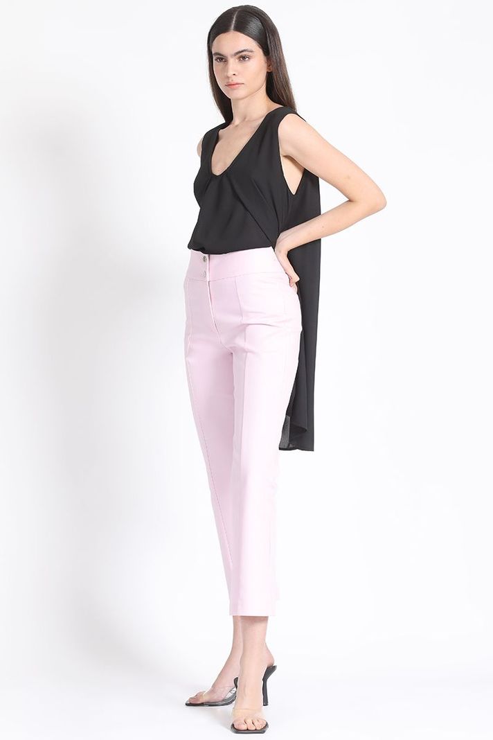 Pantalon Crop Mini Flare Gabardina Falla Rosa Liola-2