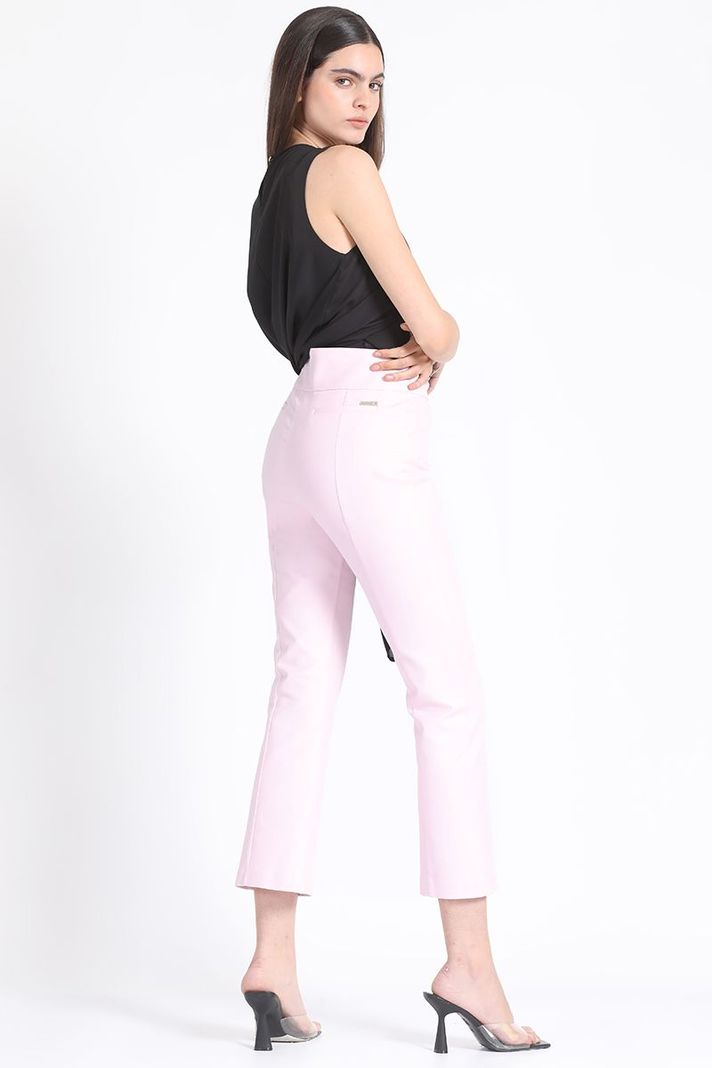Pantalon Crop Mini Flare Gabardina Falla Rosa Liola-3