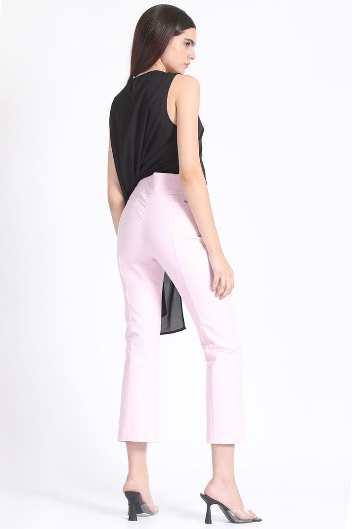 Pantalon Crop Mini Flare Gabardina Falla Rosa Liola-4