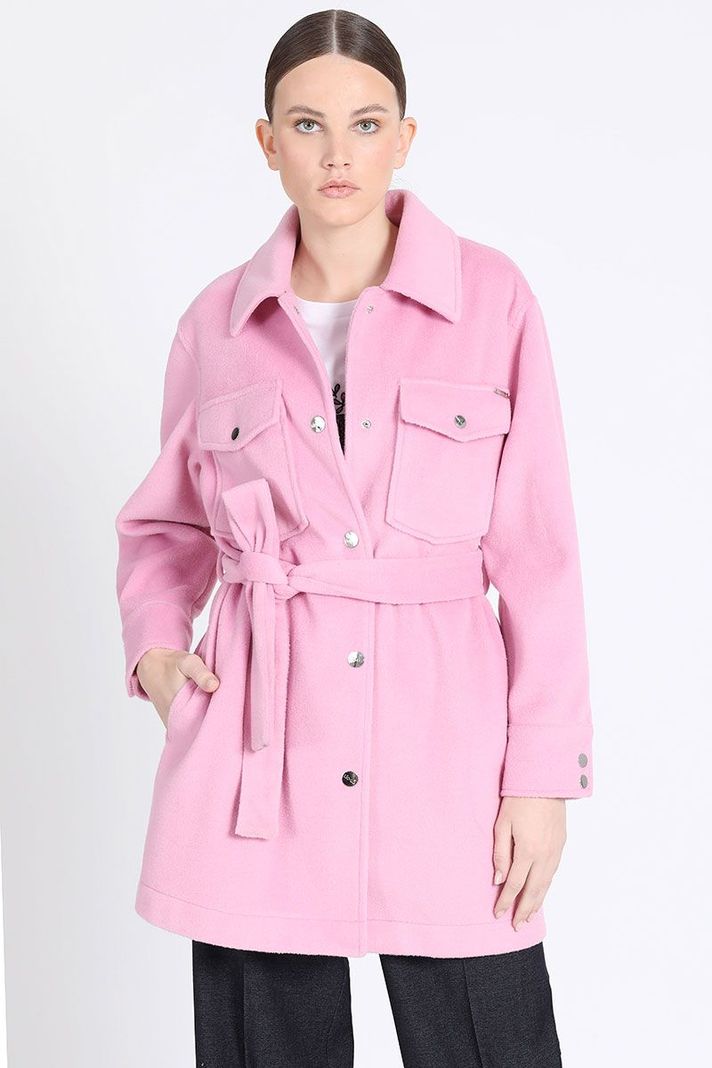 Chaqueta Larga Cargo Muflon Melange, Rosa Liola-0