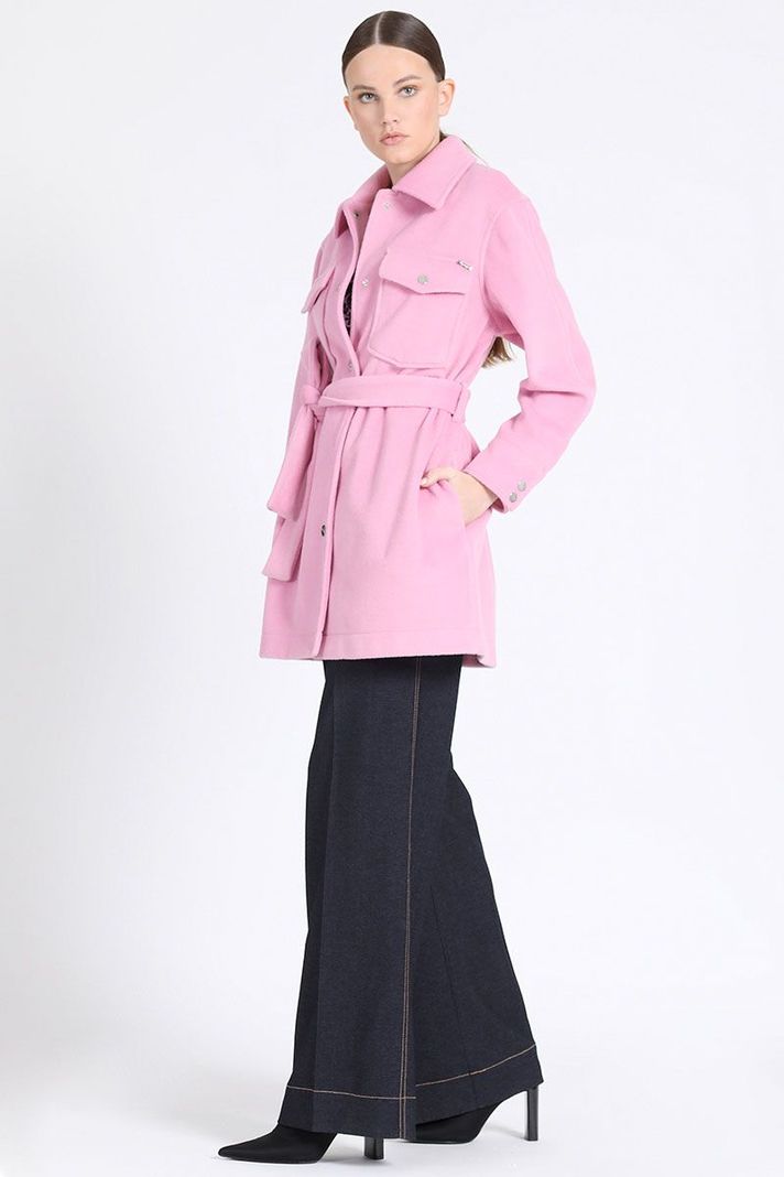 Chaqueta Larga Cargo Muflon Melange, Rosa Liola-1