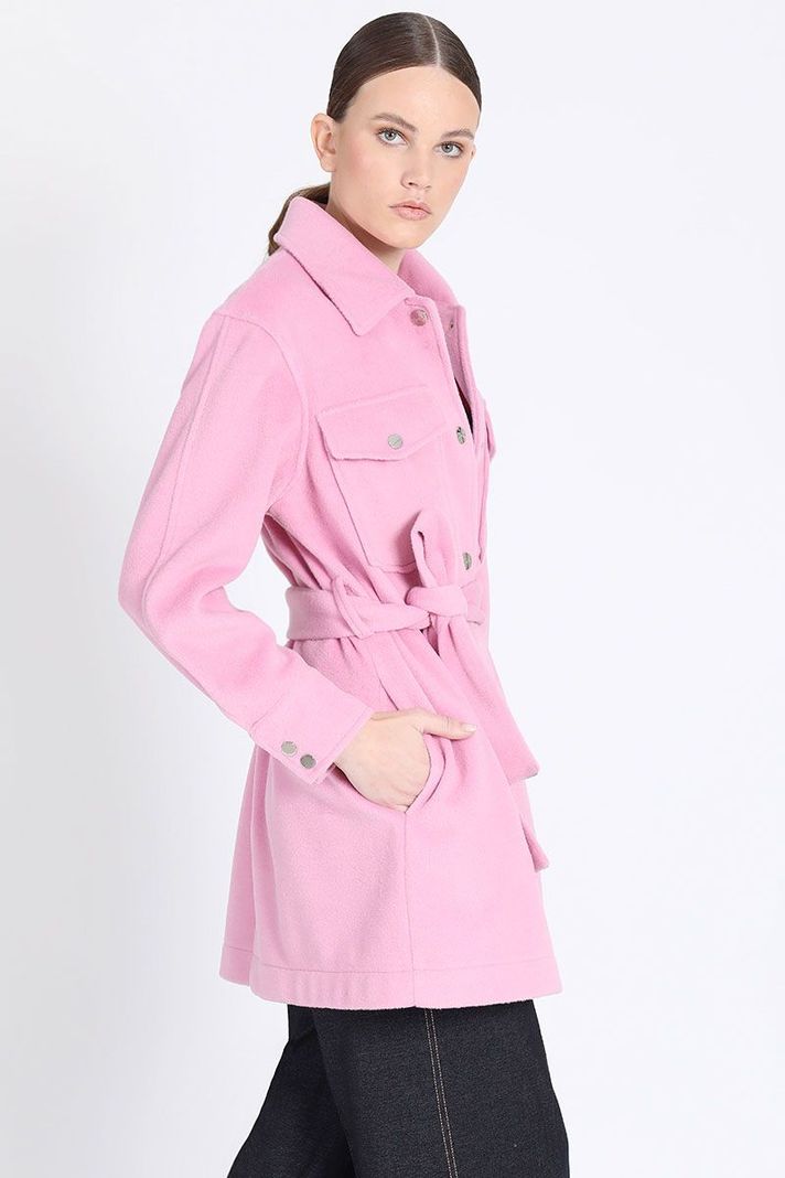 Chaqueta Larga Cargo Muflon Melange, Rosa Liola-2