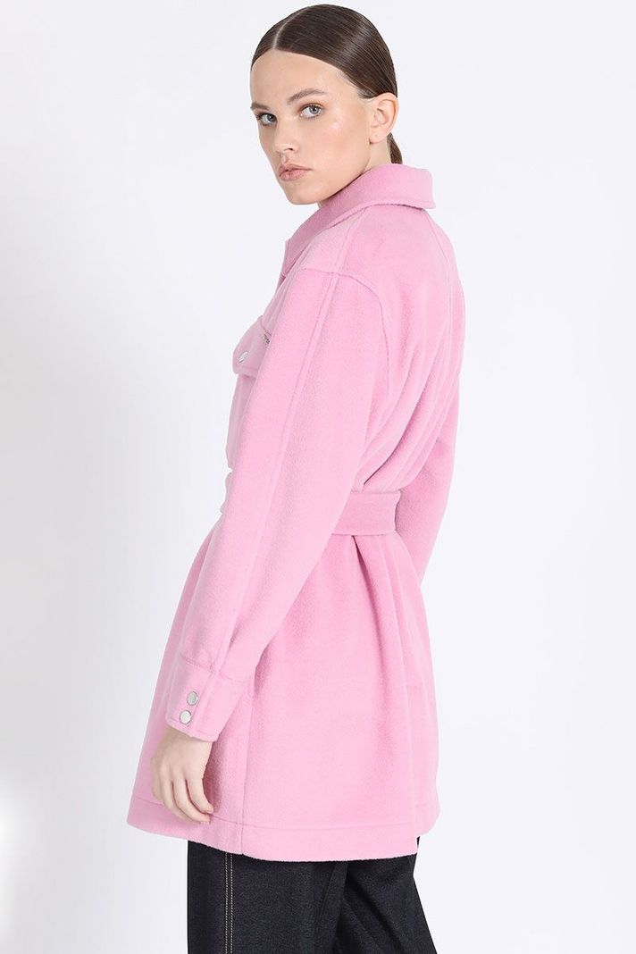 Chaqueta Larga Cargo Muflon Melange, Rosa Liola-3