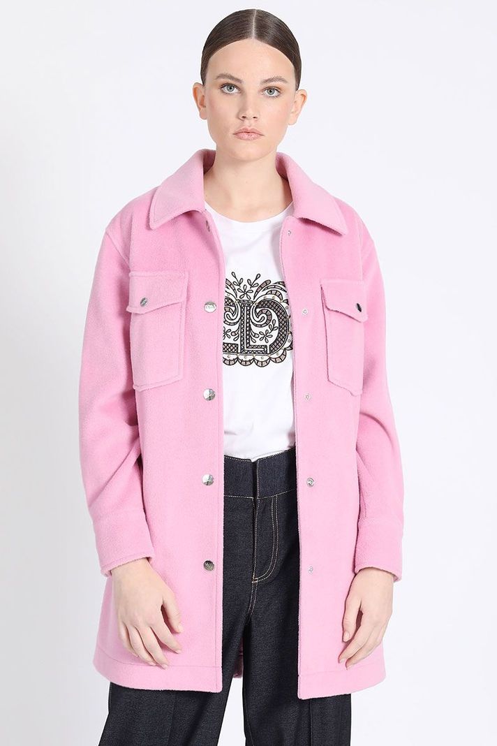 Chaqueta Larga Cargo Muflon Melange, Rosa Liola-4