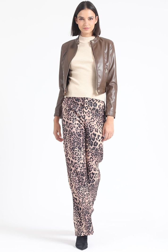 Chaqueta Corta Efecto Cuero, Chocolate Liola-6