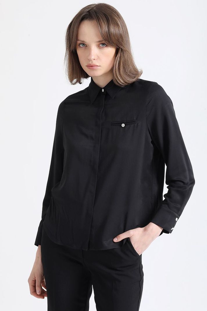 Camisa Boton Joya, Negro Liola-0