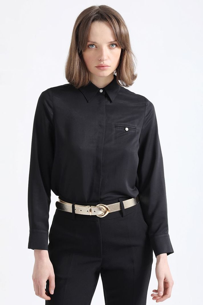 Camisa Boton Joya, Negro Liola-2