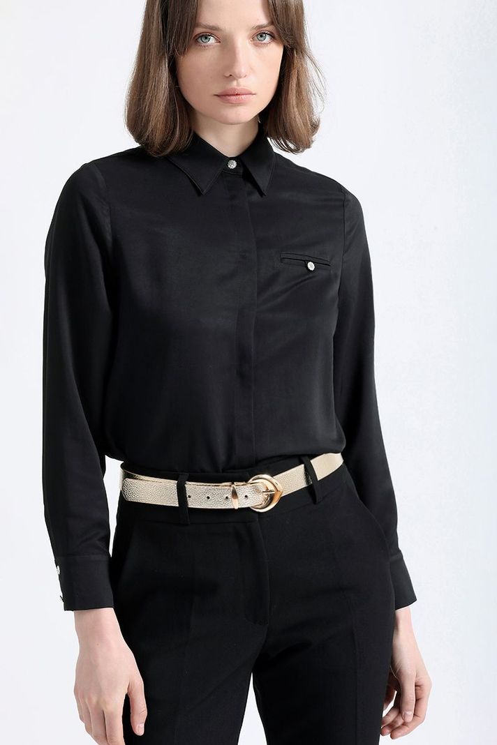 Camisa Boton Joya, Negro Liola-4
