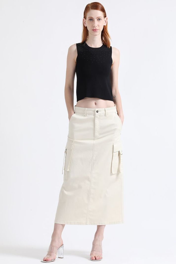 Falda Cargo Gabardina Crudo Liola-0