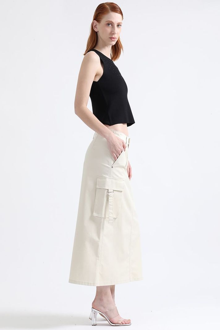Falda Cargo Gabardina Crudo Liola-1