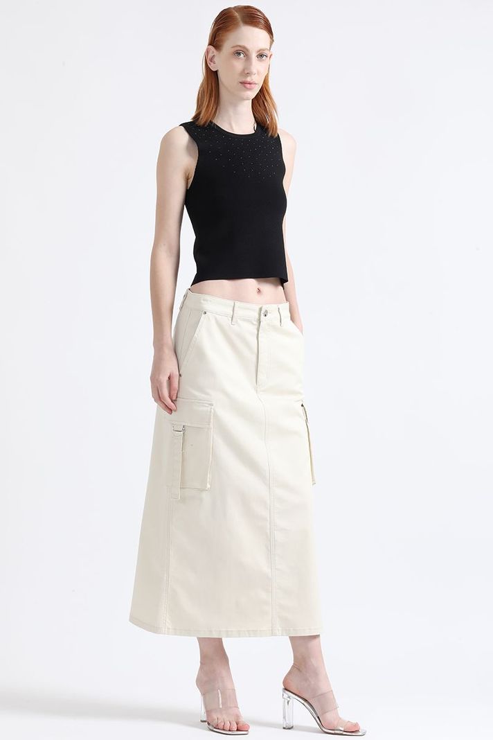 Falda Cargo Gabardina Crudo Liola-2
