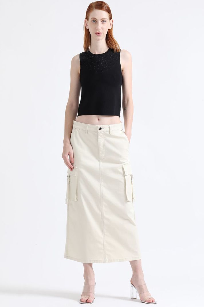 Falda Cargo Gabardina Crudo Liola-3