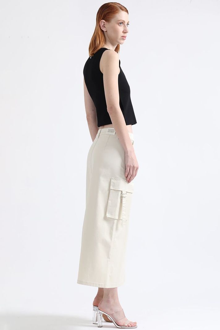 Falda Cargo Gabardina Crudo Liola-4