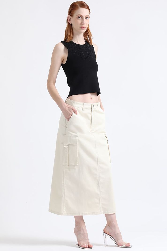 Falda Cargo Gabardina Crudo Liola-5