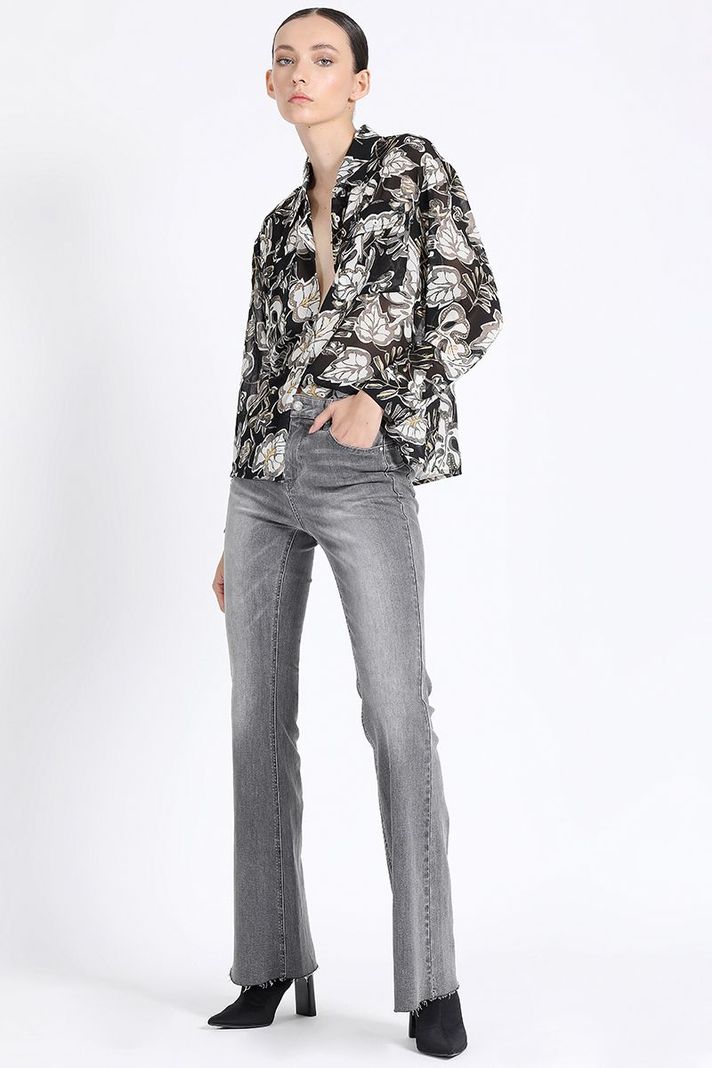 Camisa Estampada Con Folia, Negro Liola-1