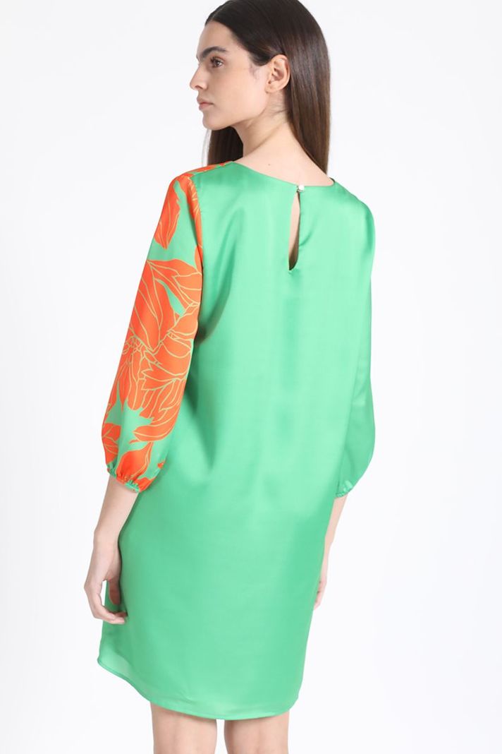 Vestido Recto Satin Estampado, Verde Liola-3