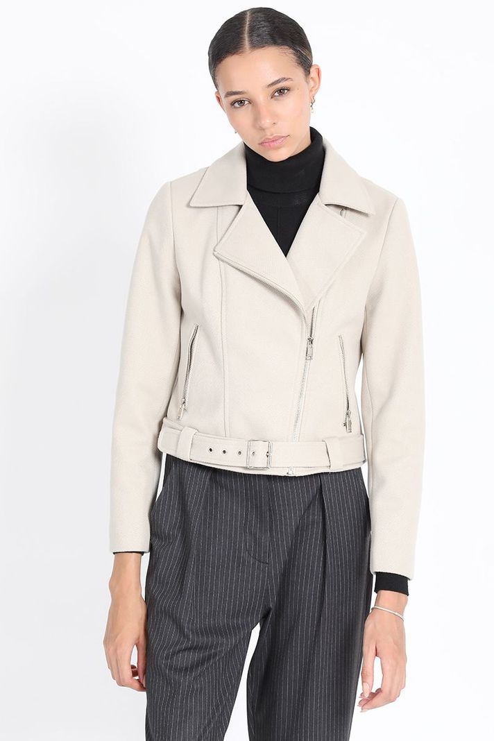 Chaqueta Corta Biker, Beige Liola-0