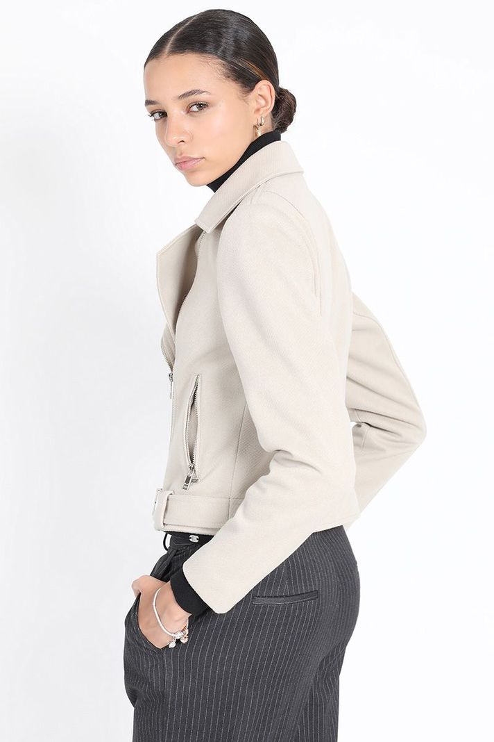 Chaqueta Corta Biker, Beige Liola-2