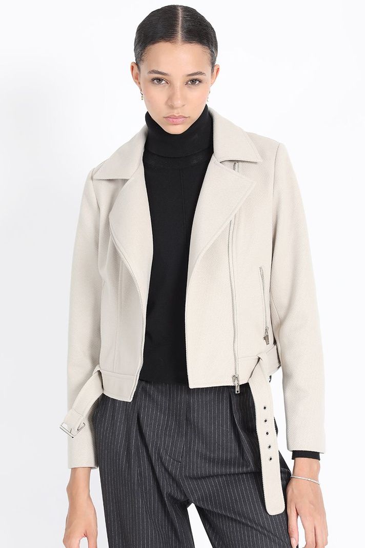 Chaqueta Corta Biker, Beige Liola-3
