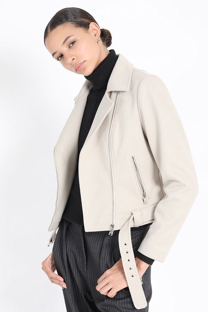 Chaqueta Corta Biker, Beige Liola-4
