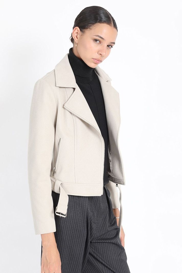 Chaqueta Corta Biker, Beige Liola-5