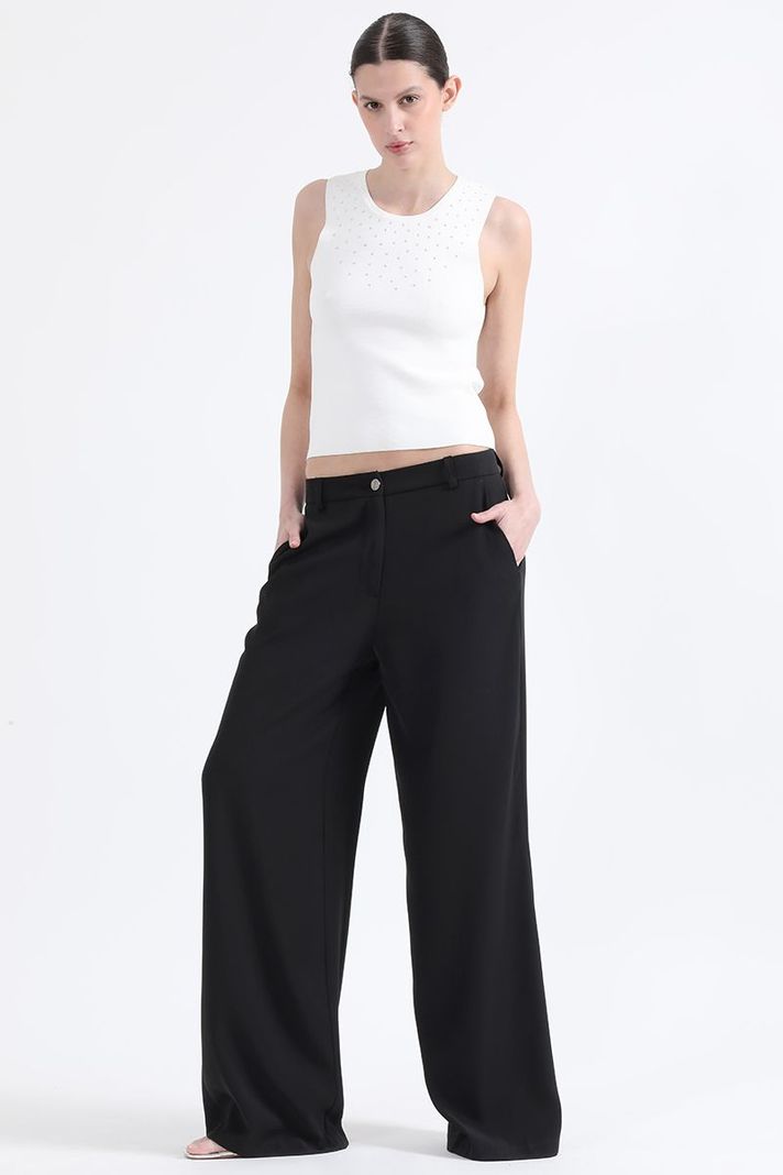 Pantalon Ancho Tiro Alto, Negro Liola-0