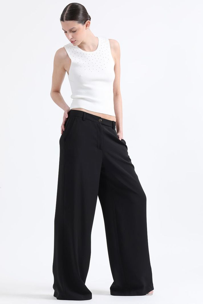 Pantalon Ancho Tiro Alto, Negro Liola-2