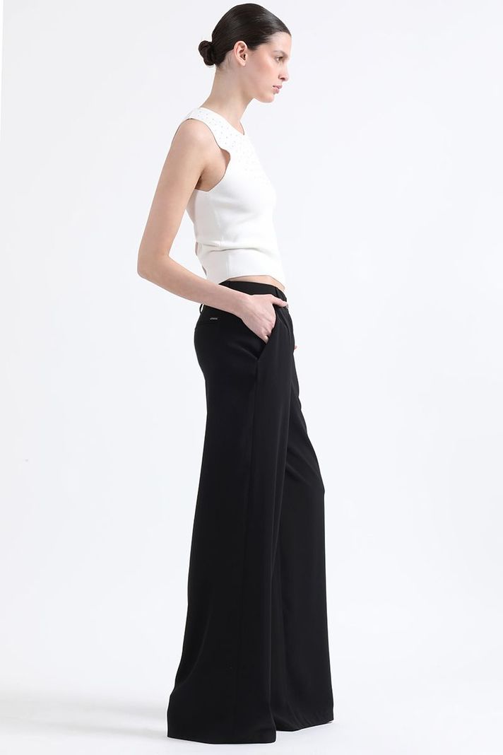 Pantalon Ancho Tiro Alto, Negro Liola-3