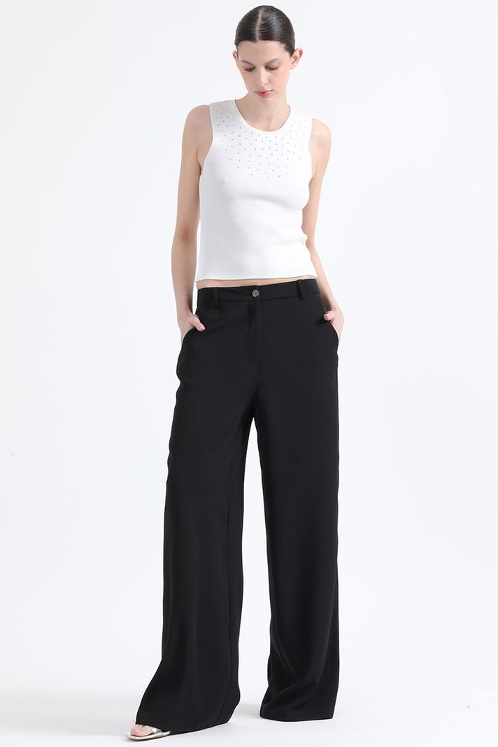 Pantalon Ancho Tiro Alto, Negro Liola-4