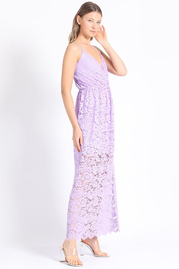 Vestido Maxi Encaje Lila Liola-1