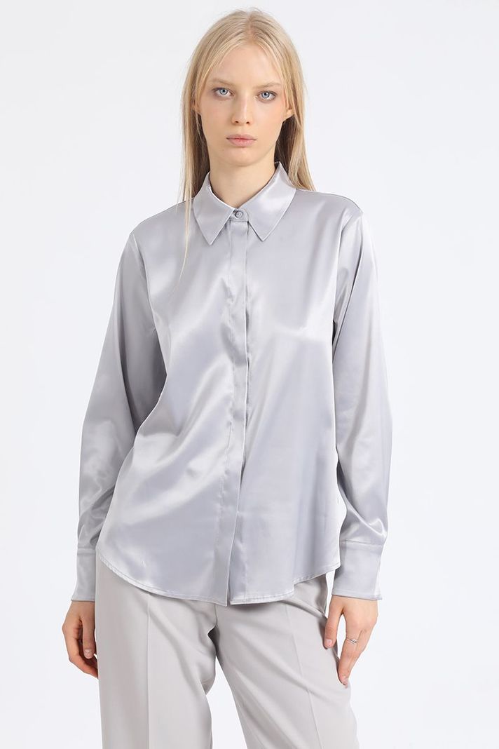 Blusa Basica Satin, Gris Liola-0