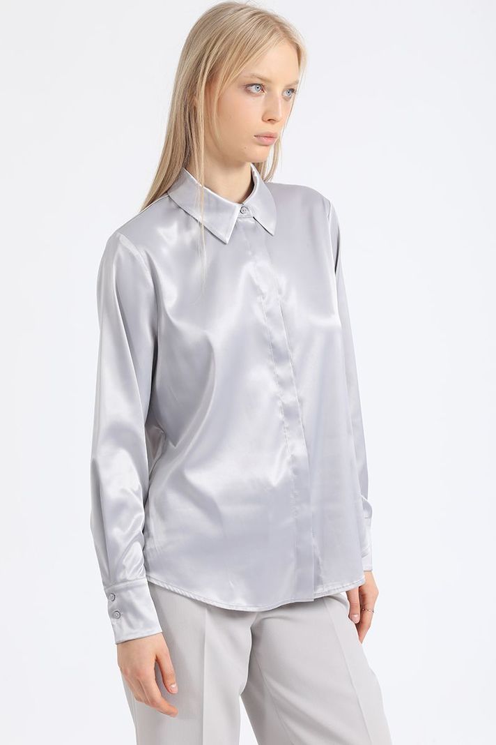 Blusa Basica Satin, Gris Liola-2